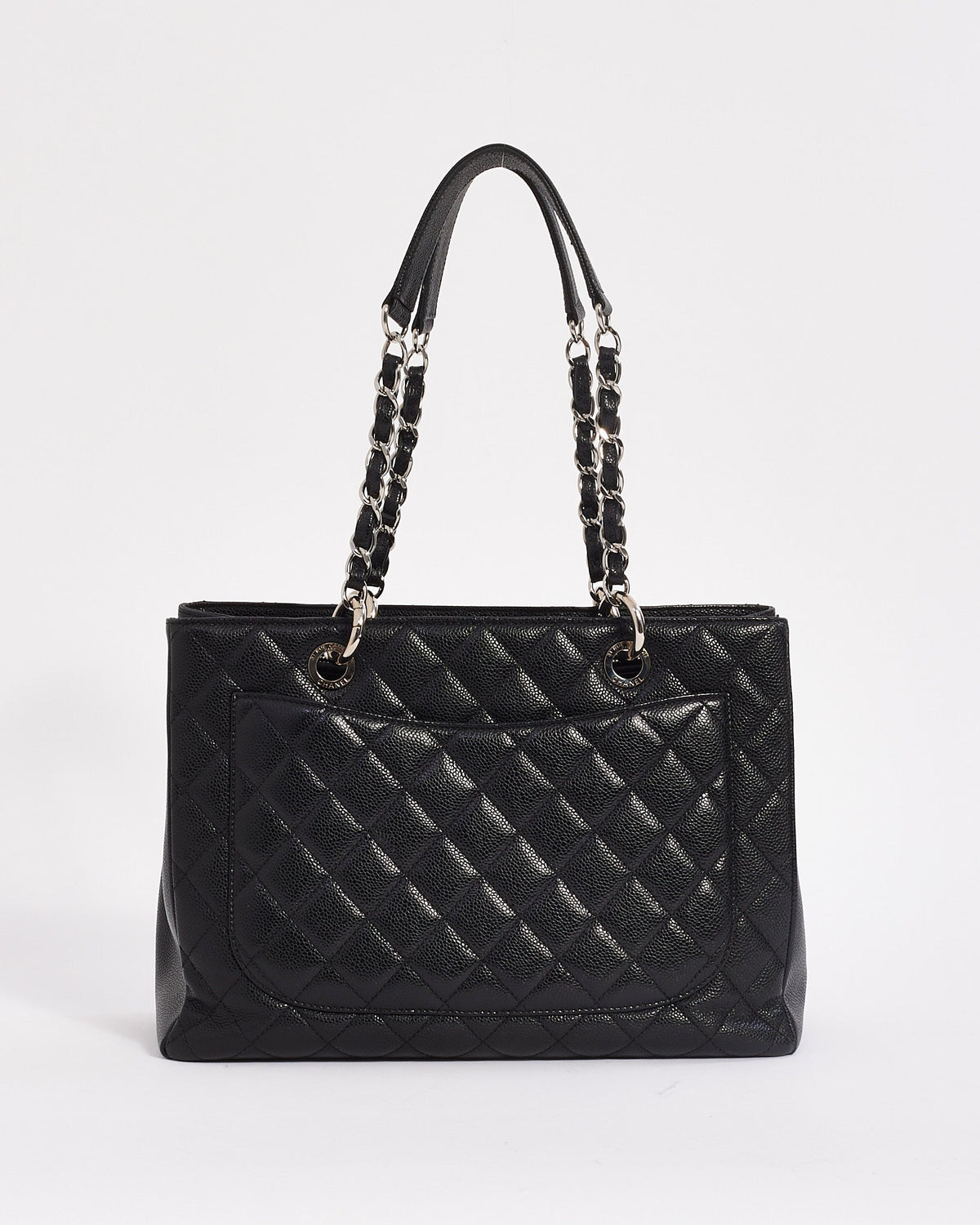 Chanel Black Caviar Leather Grand Shopping Tote (GST) with Silver Hardware