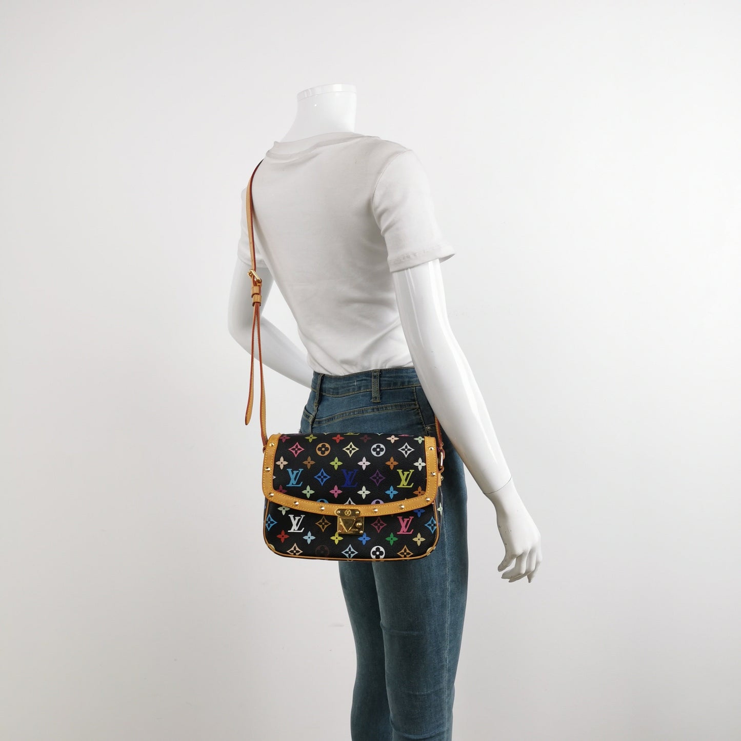 Louis Vuitton x Takashi Murakami Sologne Messenger Crossbody Bag Black Multicolor