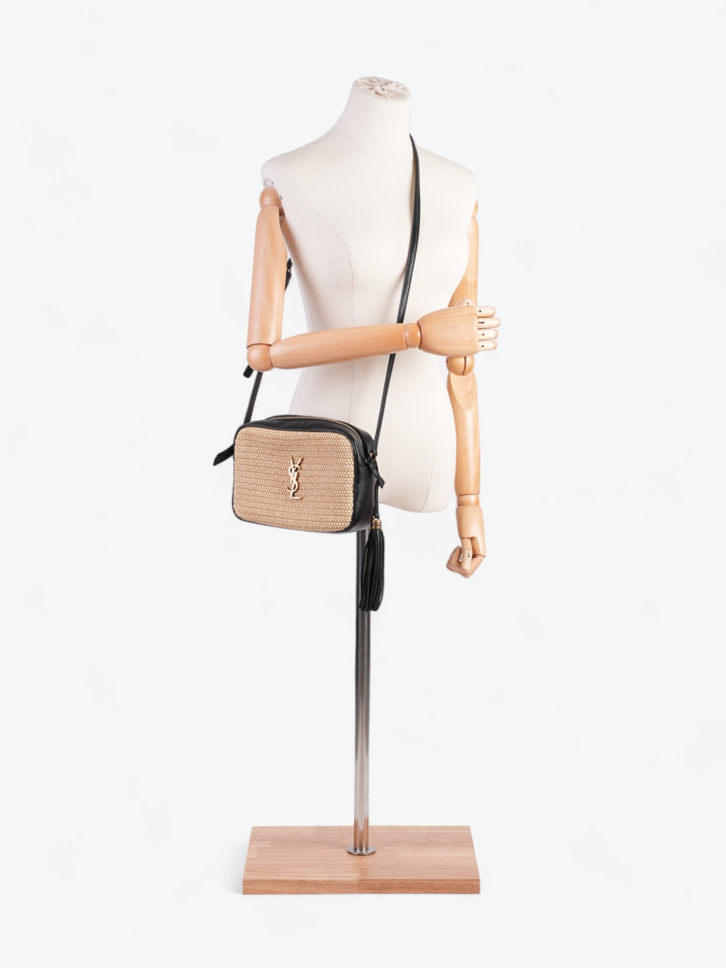 Saint Laurent Lou Camera Natural / Black Raffia