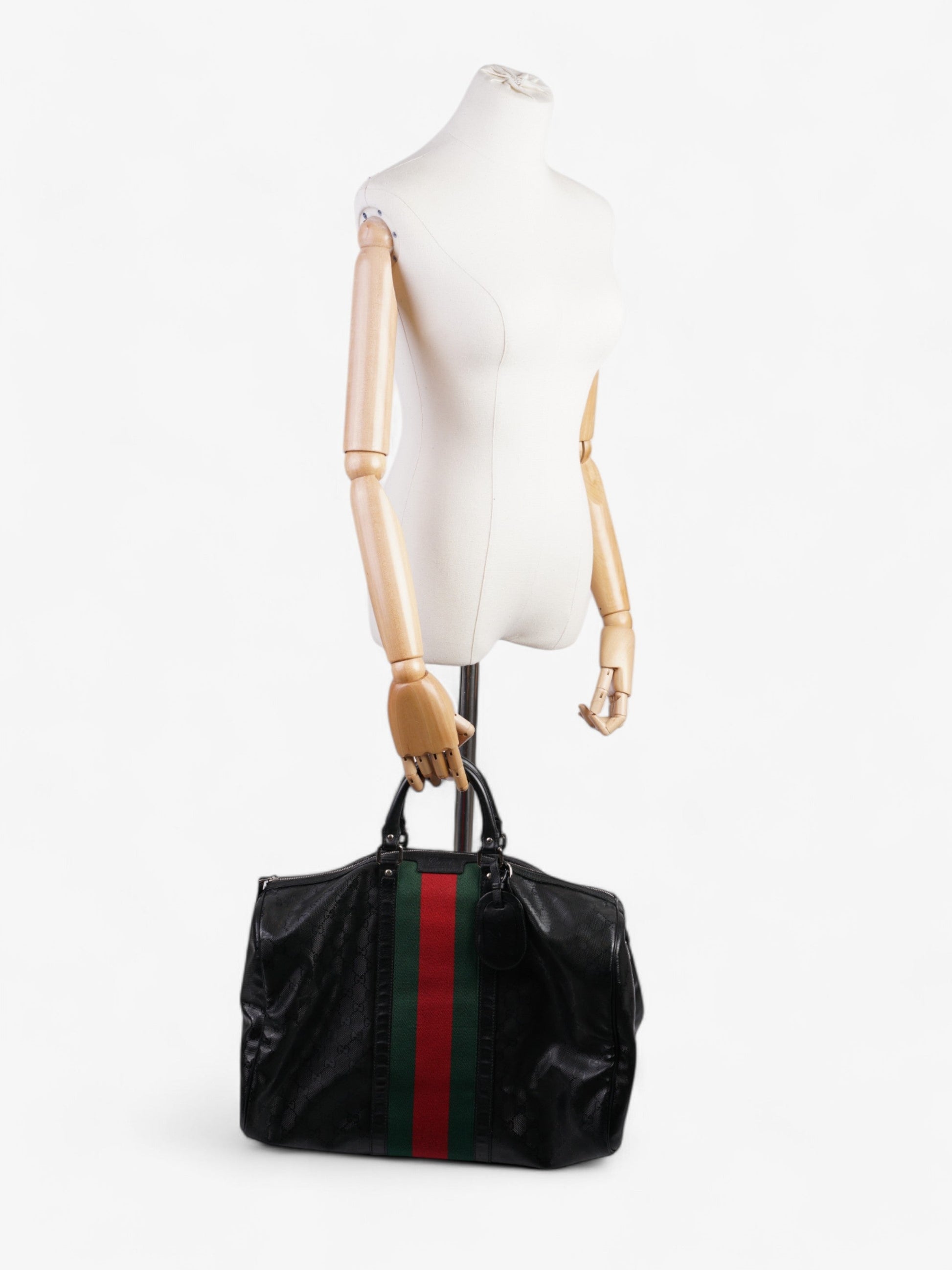Gucci Fiat 500 Duffle Web Bag Black / Green / Red Canvas