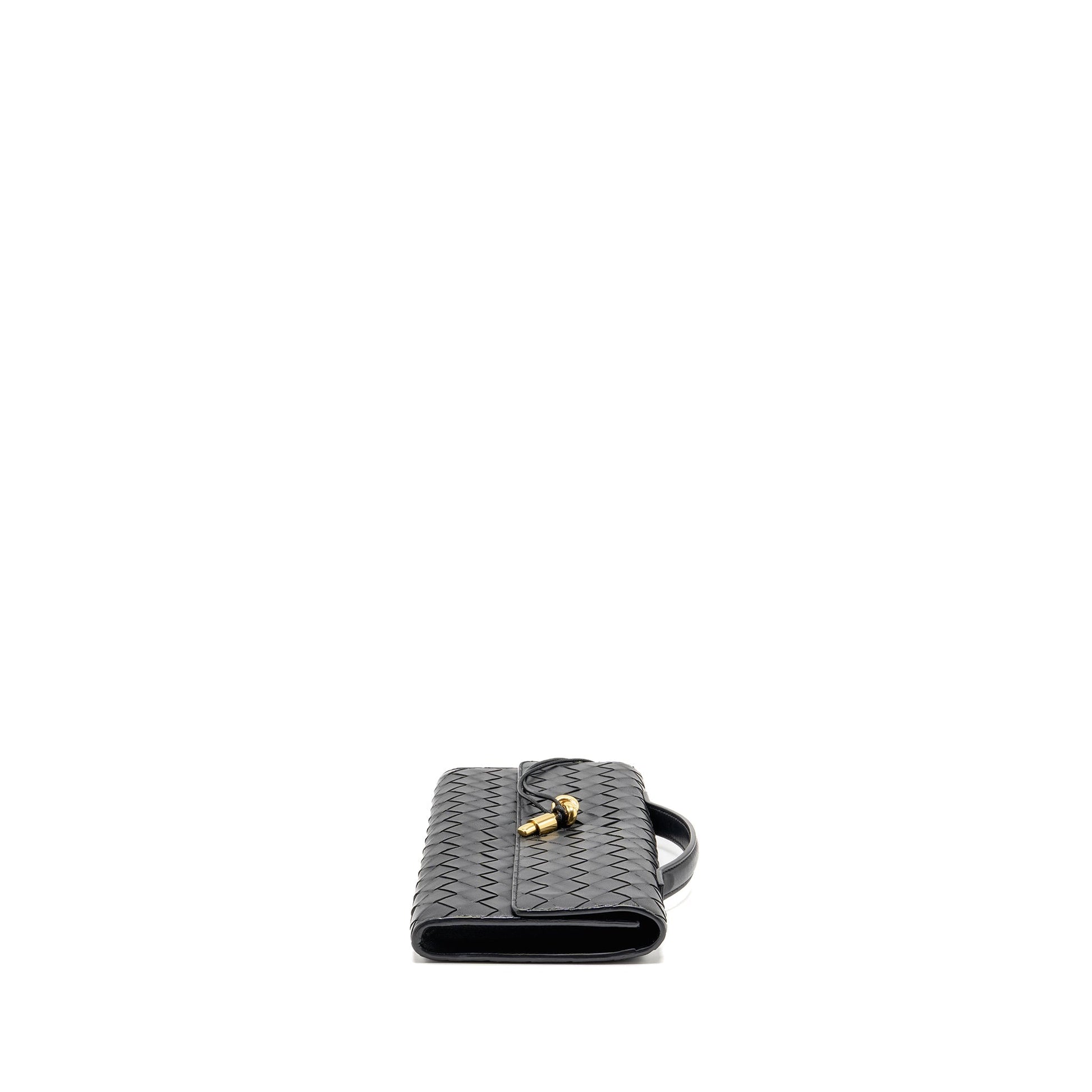 Bottega Veneta Andiamo Clutch Intrecciato Calfskin Black