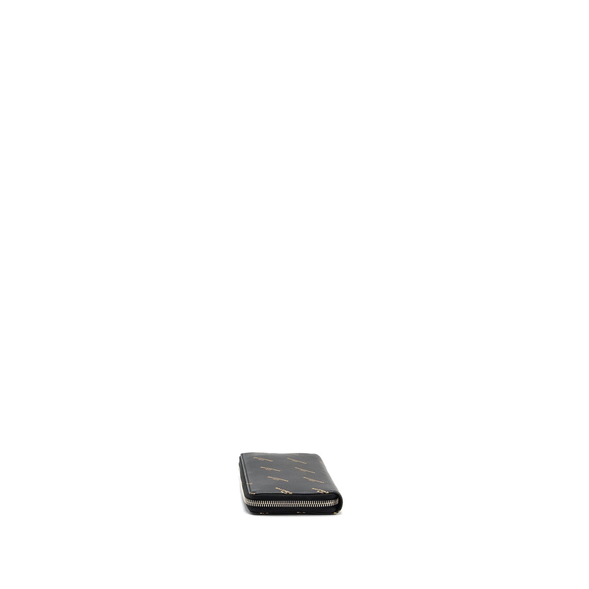 Balenciaga Logo Long Zip Wallet Calfskin Black