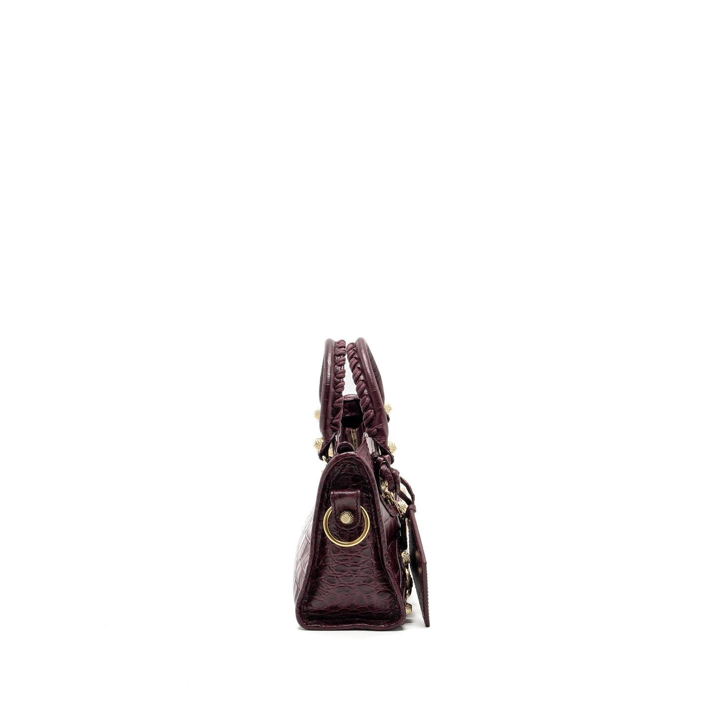 Balenciaga mini city Purse Crocodile-Embossed calfskin burgundy