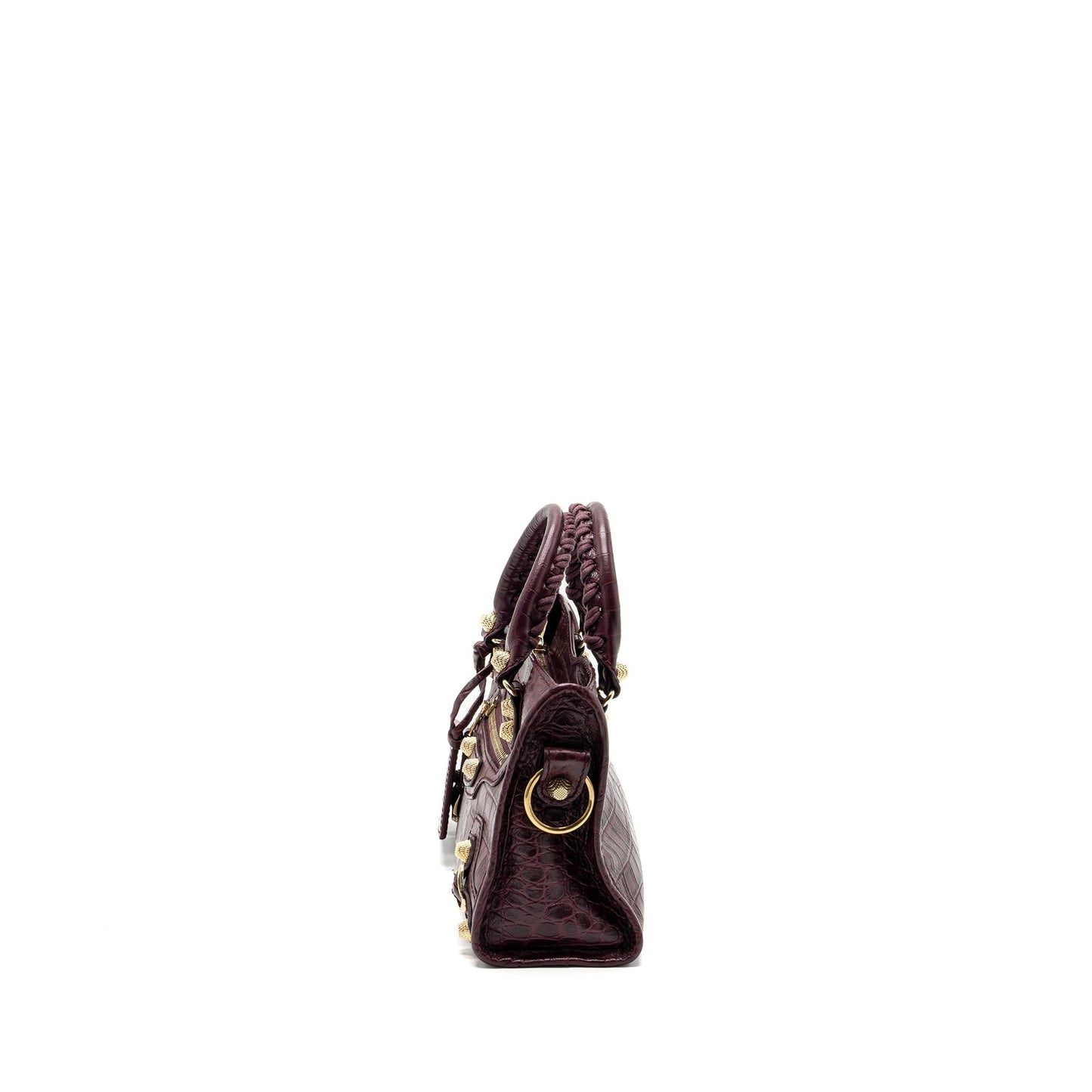 Balenciaga mini city Purse Crocodile-Embossed calfskin burgundy