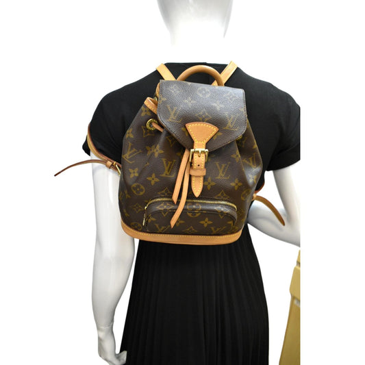 LOUIS VUITTON Mini Montsouris Monogram Canvas Backpack Bag Brown
