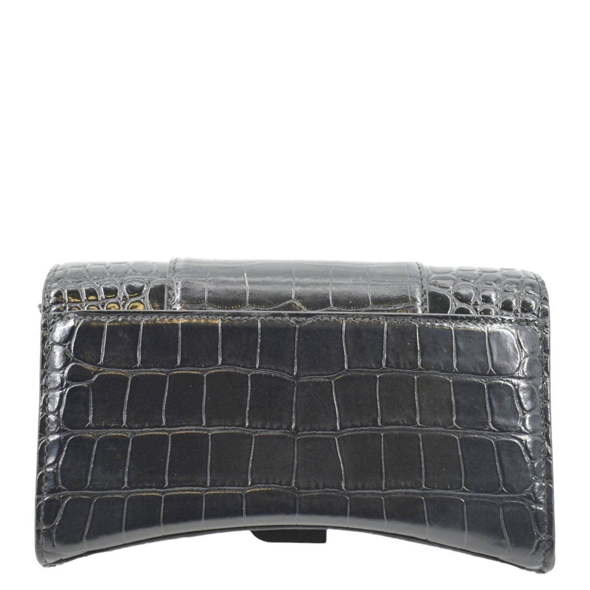 BALENCIAGA Hourglass Leather Chain Wallet Shoulder Bag Black