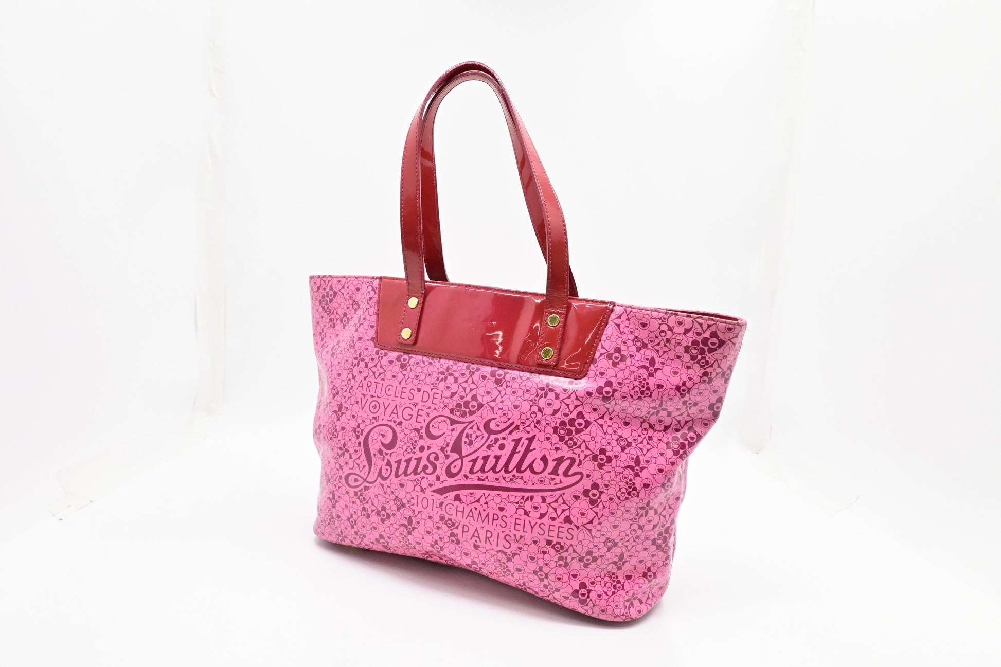 Louis Vuitton x Takashi Murakami Cosmic Blossom Tote in Pink Vinyl