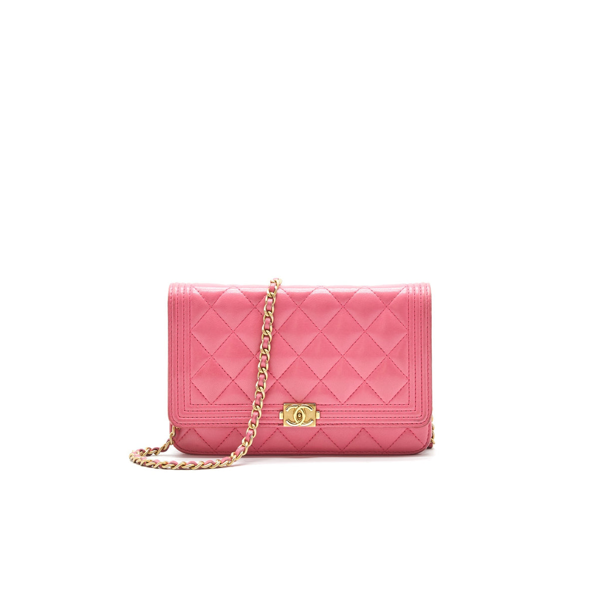 Chanel Boy Wallet on Chain Pink GHW Crossbody