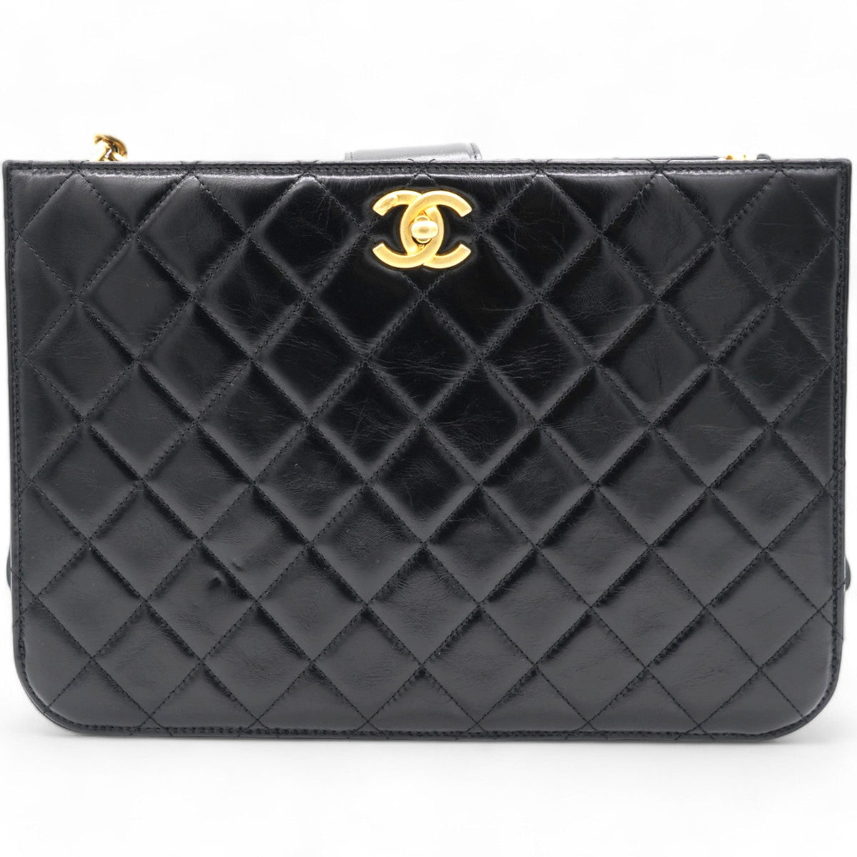 Chanel Black Leather Straight-Lined Shopper Tote
