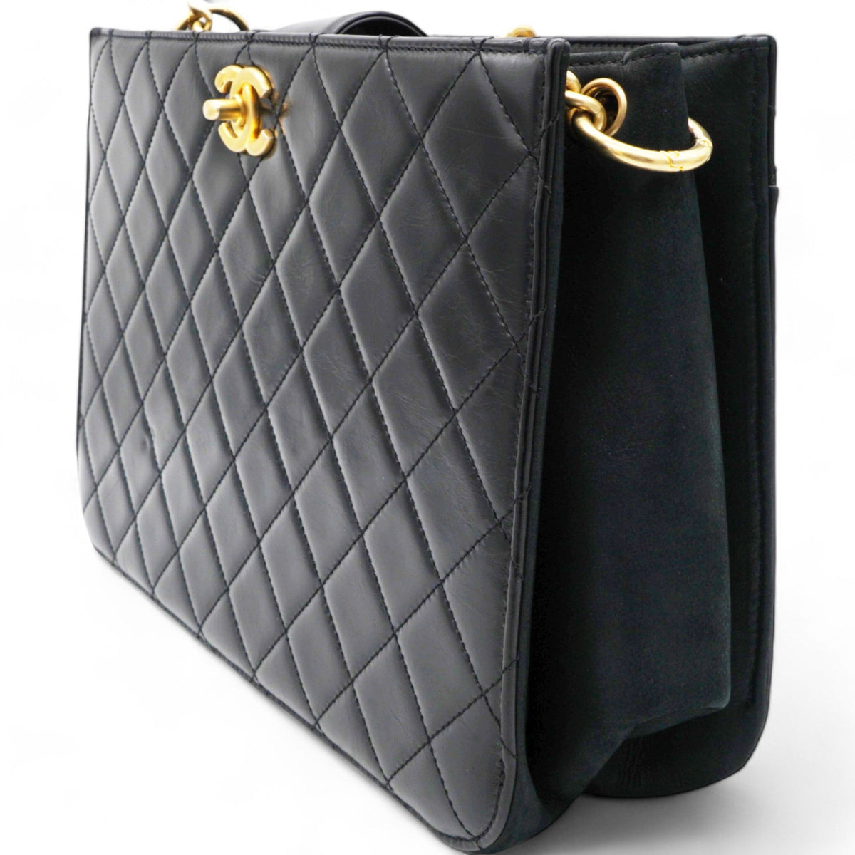 Chanel Black Leather Straight-Lined Shopper Tote