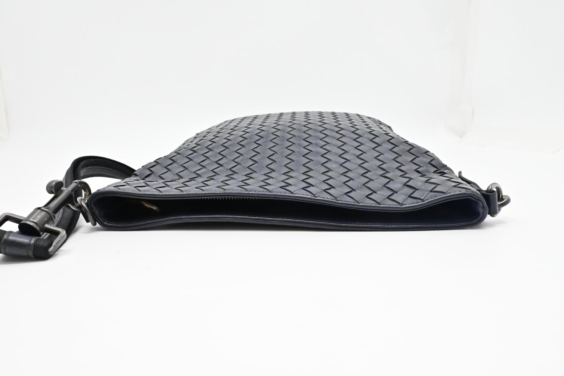 Bottega Veneta Small Crossbody in Dark Blue Intrecciato Leather