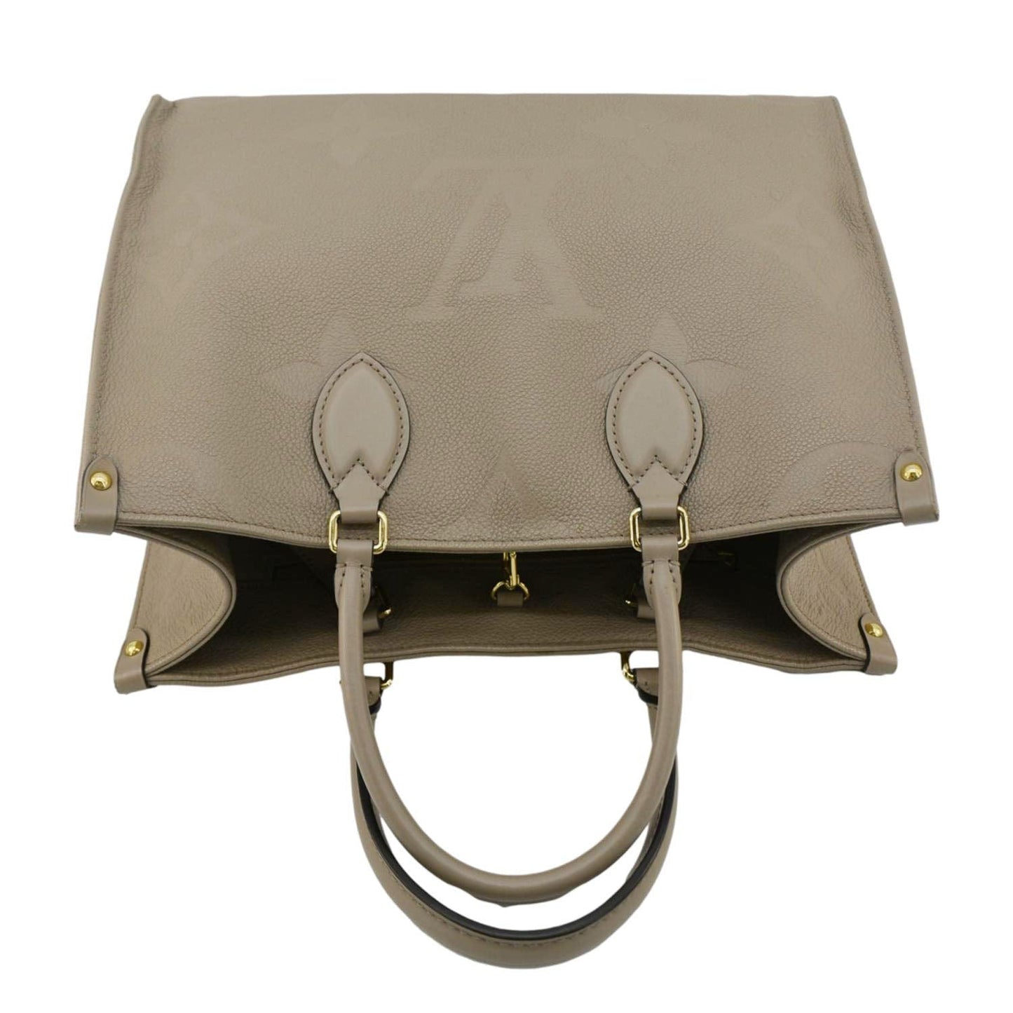 LOUIS VUITTON Onthego MM Monogram Empreinte Shoulder Bag Tourterelle