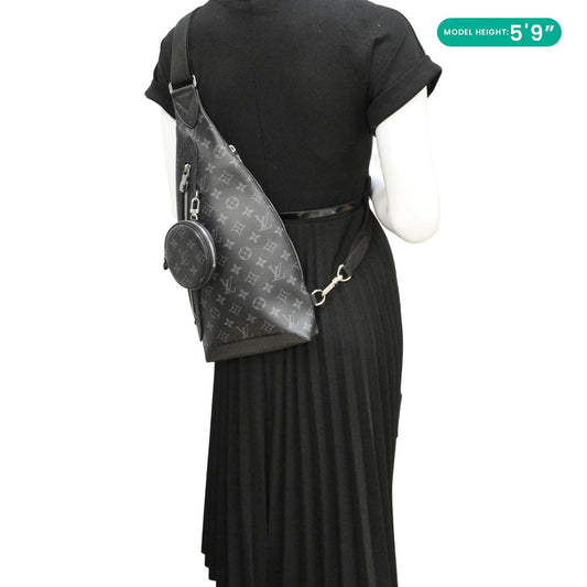 LOUIS VUITTON Duo Sling Taigarama Backpack Bag Black