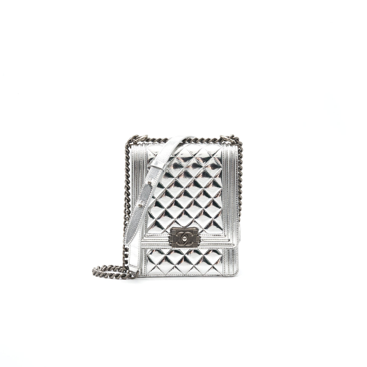 Chanel Boy Chanel Leboy Silver with Ruthenium Hardware Handbag