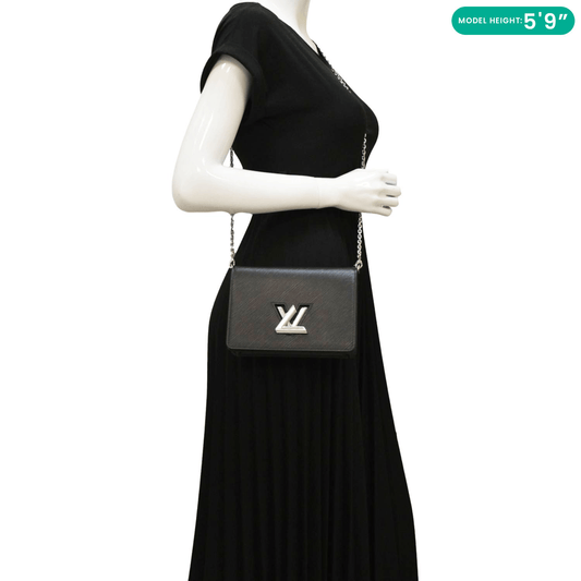 LOUIS VUITTON Twist Epi Leather Chain Wallet Shoulder Bag Black