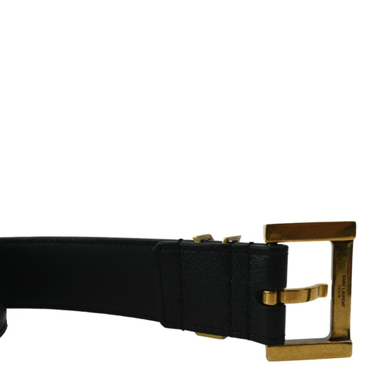 SAINT LAURENT Monogram Leather Belt Black