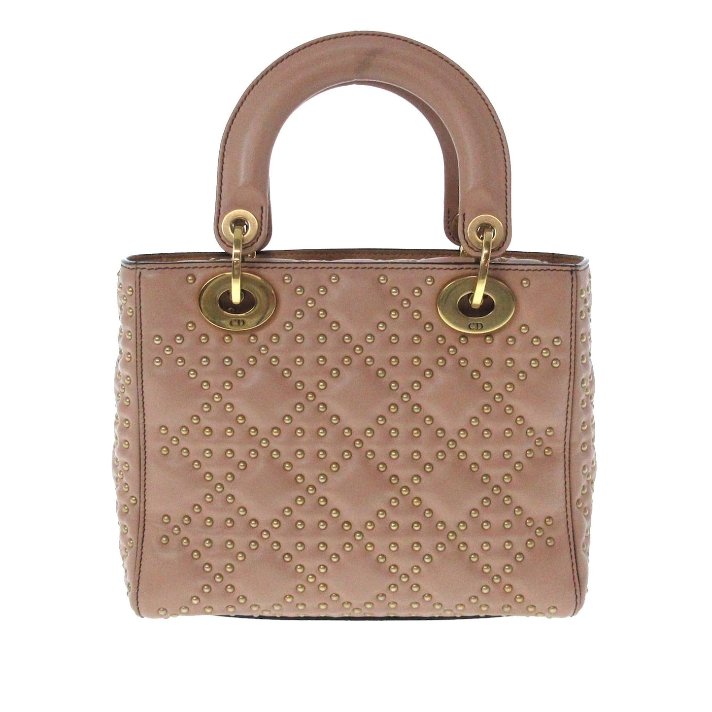 Dior Small Cannage Supple Dior Studded Leather Satchel (SHG-AKuaqA)