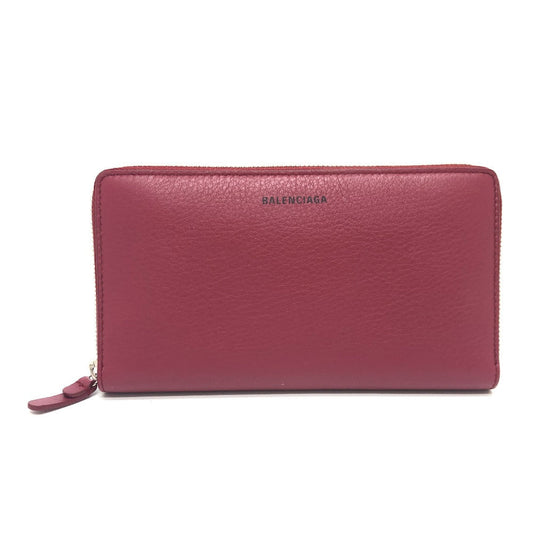 BALENCIAGA Long Wallet Purse 516362 leather Red logo Everyday Continental unisex(Unisex)
