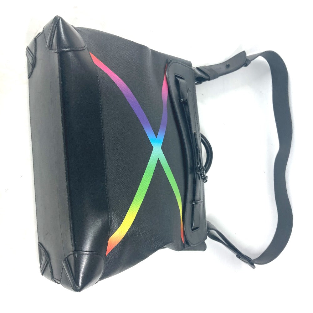 LOUIS VUITTON Handbag M30339 Taiga Leather black Taiga rainbow Steamer PM mens