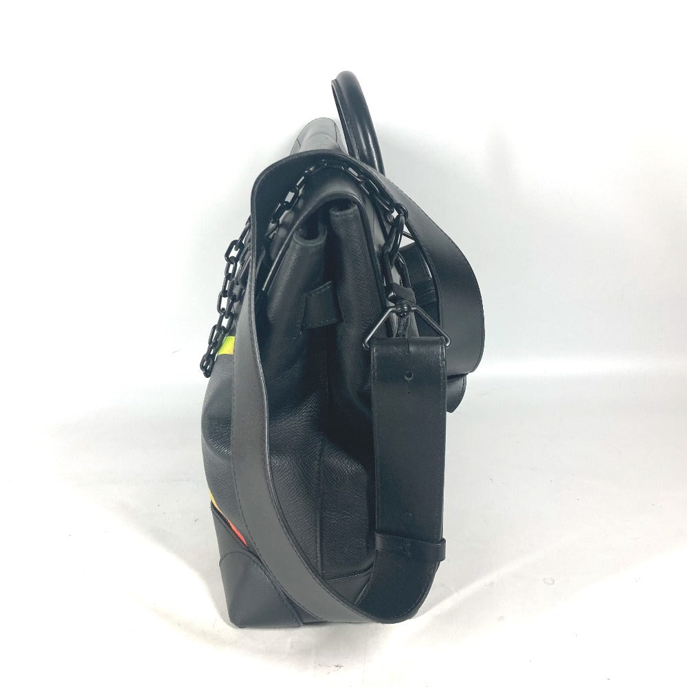 LOUIS VUITTON Handbag M30339 Taiga Leather black Taiga rainbow Steamer PM mens