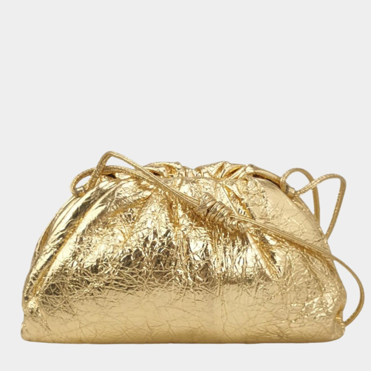 Bottega Veneta Pouch Mini Gold Lambskin Leather Crossbody Bag