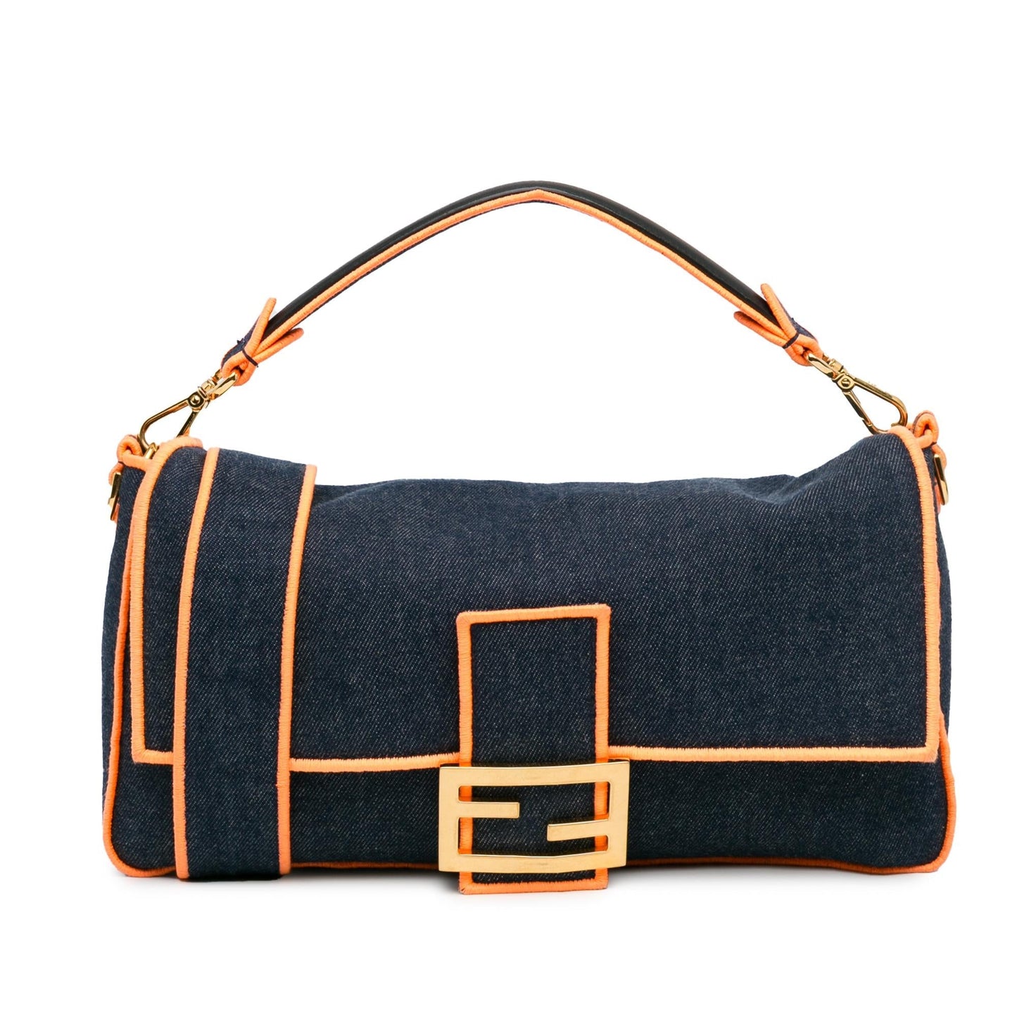 Fendi Large Denim Baguette Satchel (KcMfCV)