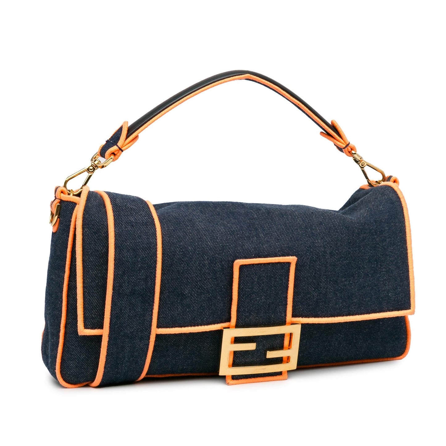 Fendi Large Denim Baguette Satchel (KcMfCV)