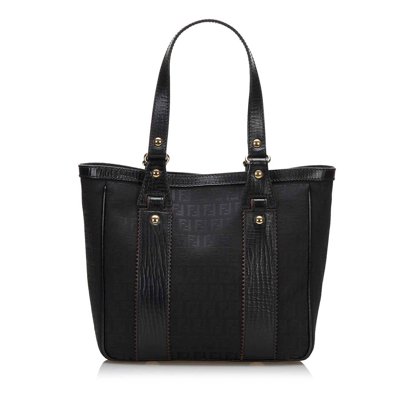 Fendi Leather-Trimmed Zucchino Tote (36075)