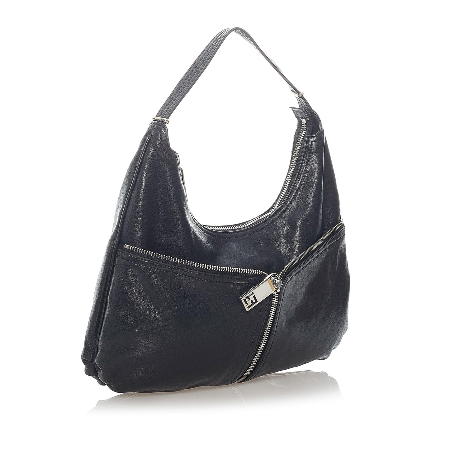 Fendi Unzipped Leather Hobo Bag (37305)