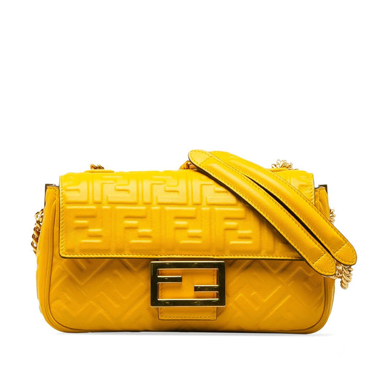 Fendi Zucca Embossed Chain Midi Baguette (eLWxI9)