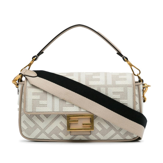 Fendi Zucca Embroidered Baguette Satchel (8kCI03)