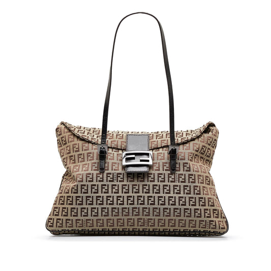 Fendi Zucchino Double Flap Shoulder Bag (bz3W6K)
