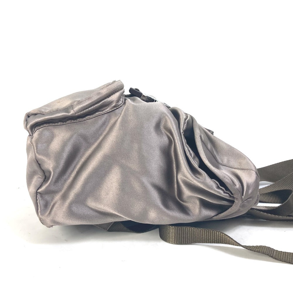 PRADA Backpack Satin Brown type With logo Triangle logo plate