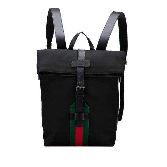 Gucci Canvas Techno Web Fold Over Backpack