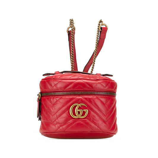 Gucci GG Marmont Round Matelasse Leather Backpack