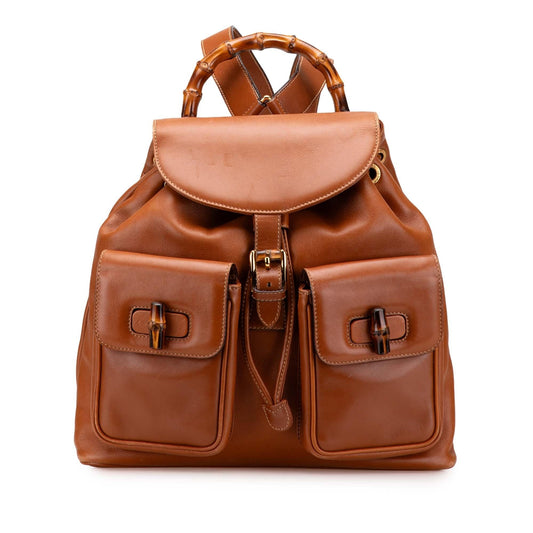 Gucci Medium Calfskin Bamboo Drawstring Backpack