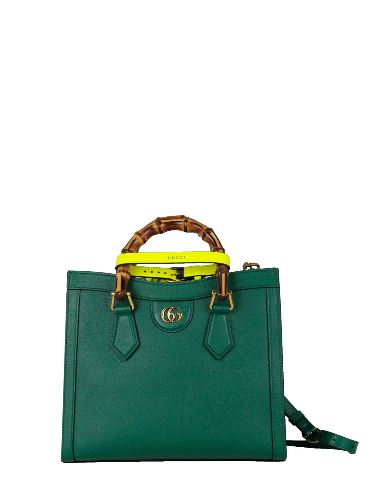 Gucci Emerald Green Small Calfskin Leather Diana Bamboo Bag w/ Strap