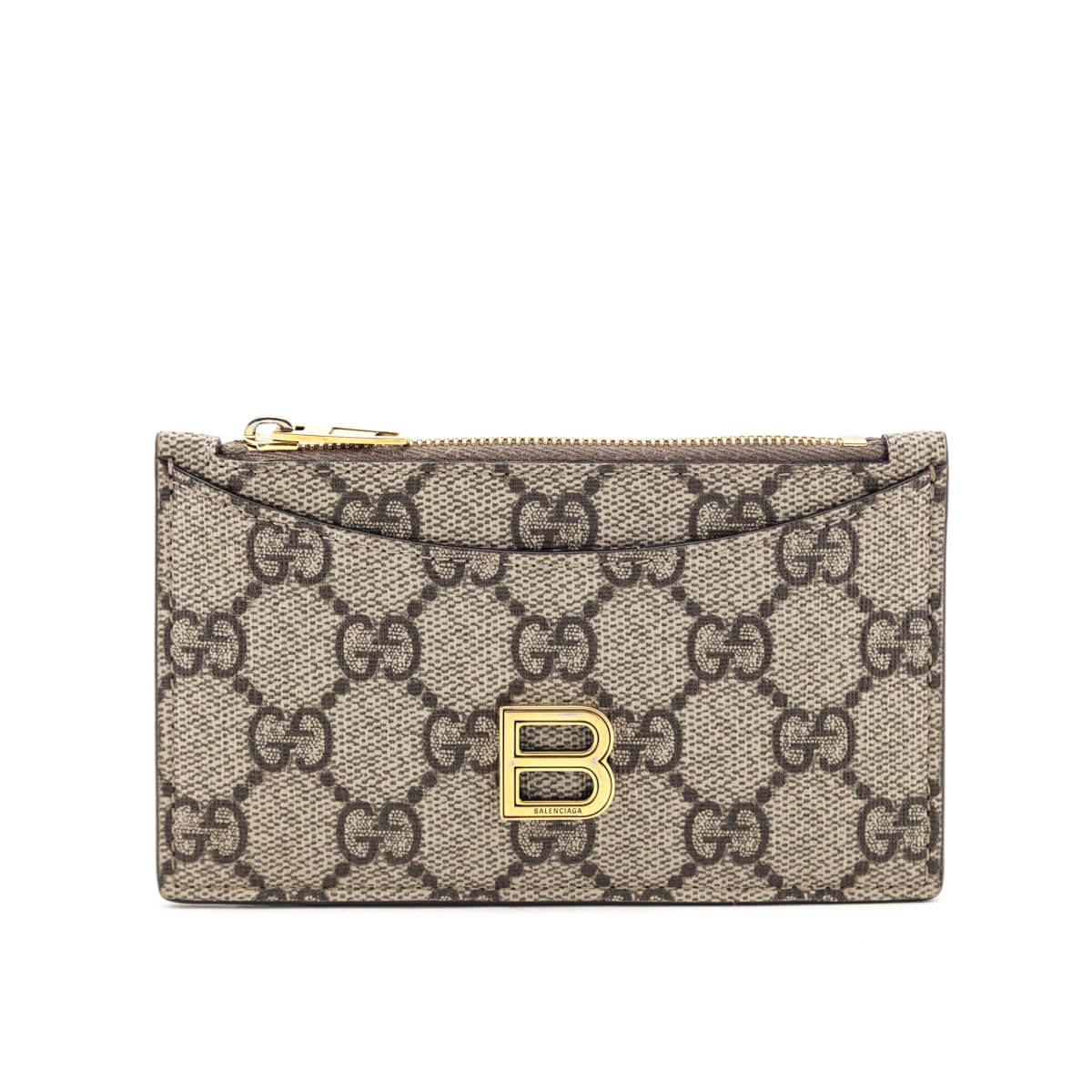 Gucci Luxury Balenciaga Trending 2025 Beige GG Supreme Monogram Zip Card Case