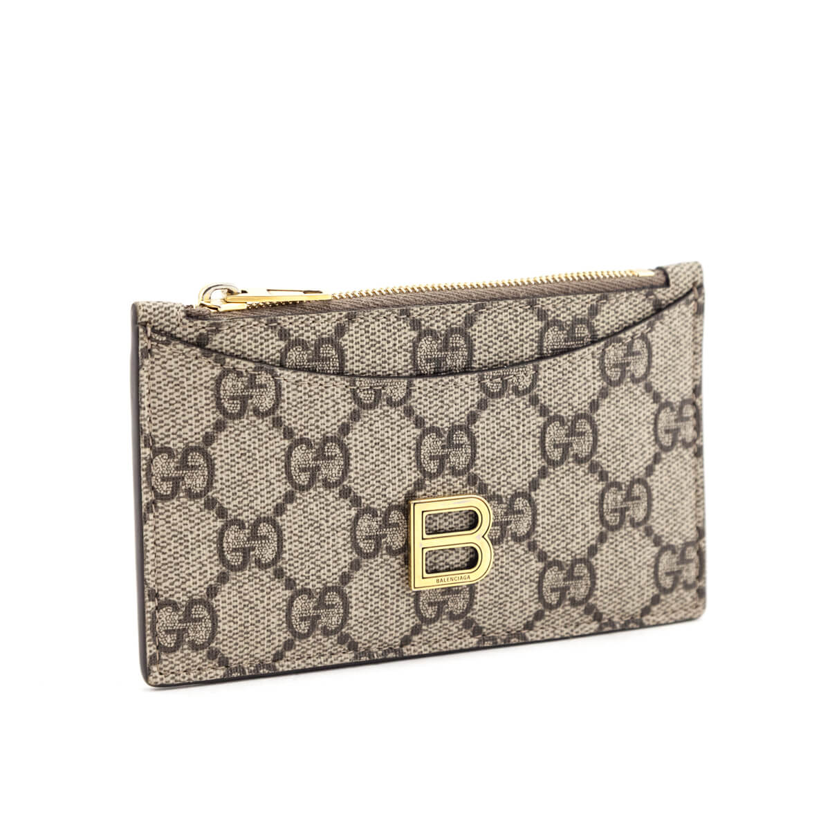 Gucci Luxury Balenciaga Trending 2025 Beige GG Supreme Monogram Zip Card Case