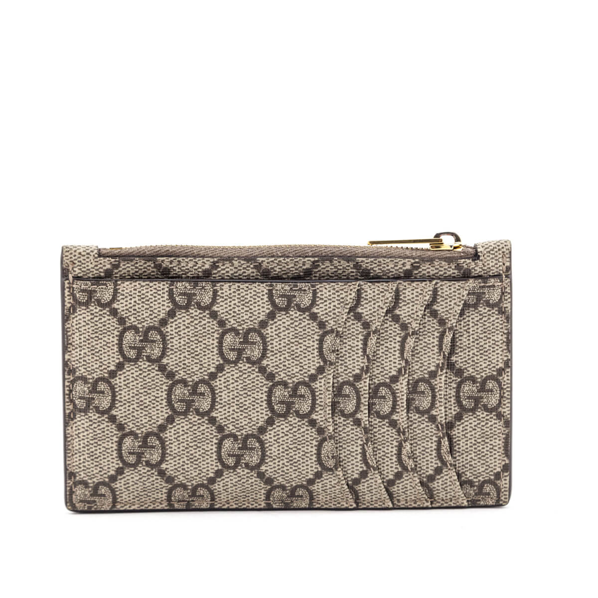 Gucci Luxury Balenciaga Trending 2025 Beige GG Supreme Monogram Zip Card Case