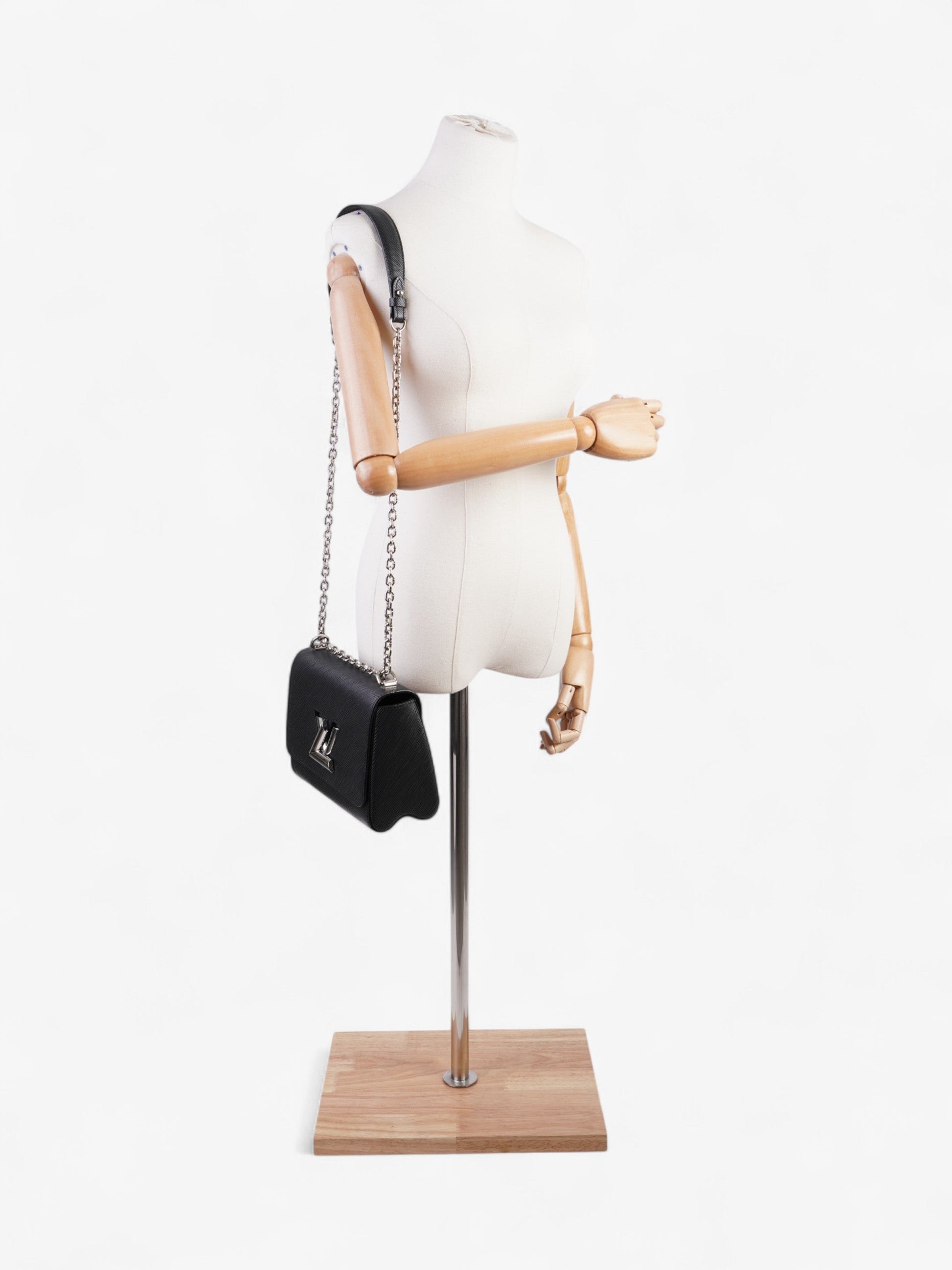 Louis Vuitton Twist Chain Bag Black Leather MM