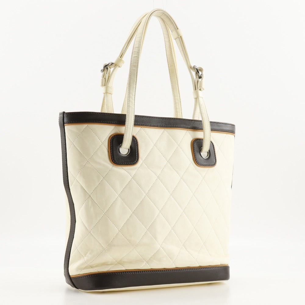 Chanel Matelasse Tote Bag Ivory Leather Classic Flap