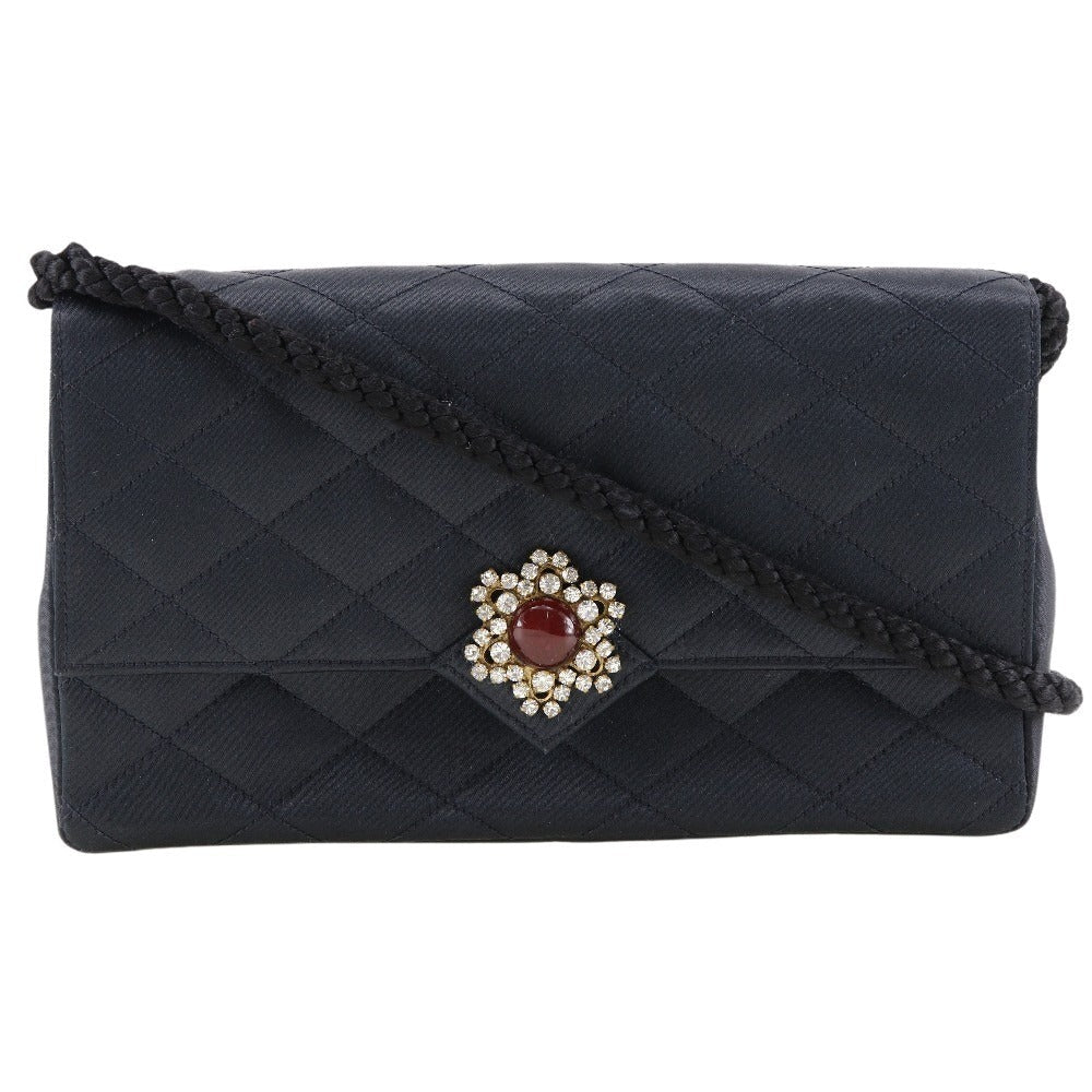 Chanel Matelasse Satin Rhinestone Shoulder Bag Classic Flap