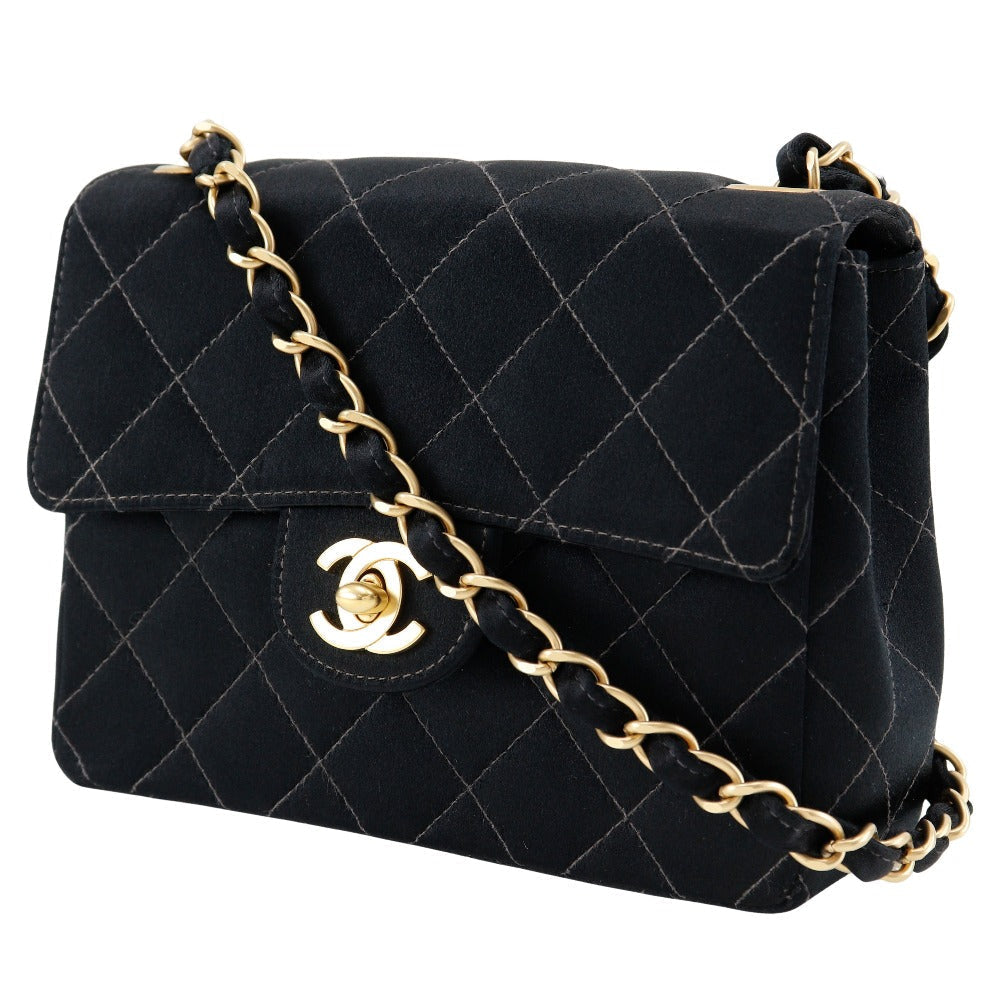 Chanel Satin Mini Chain Shoulder Bag Classic Flap