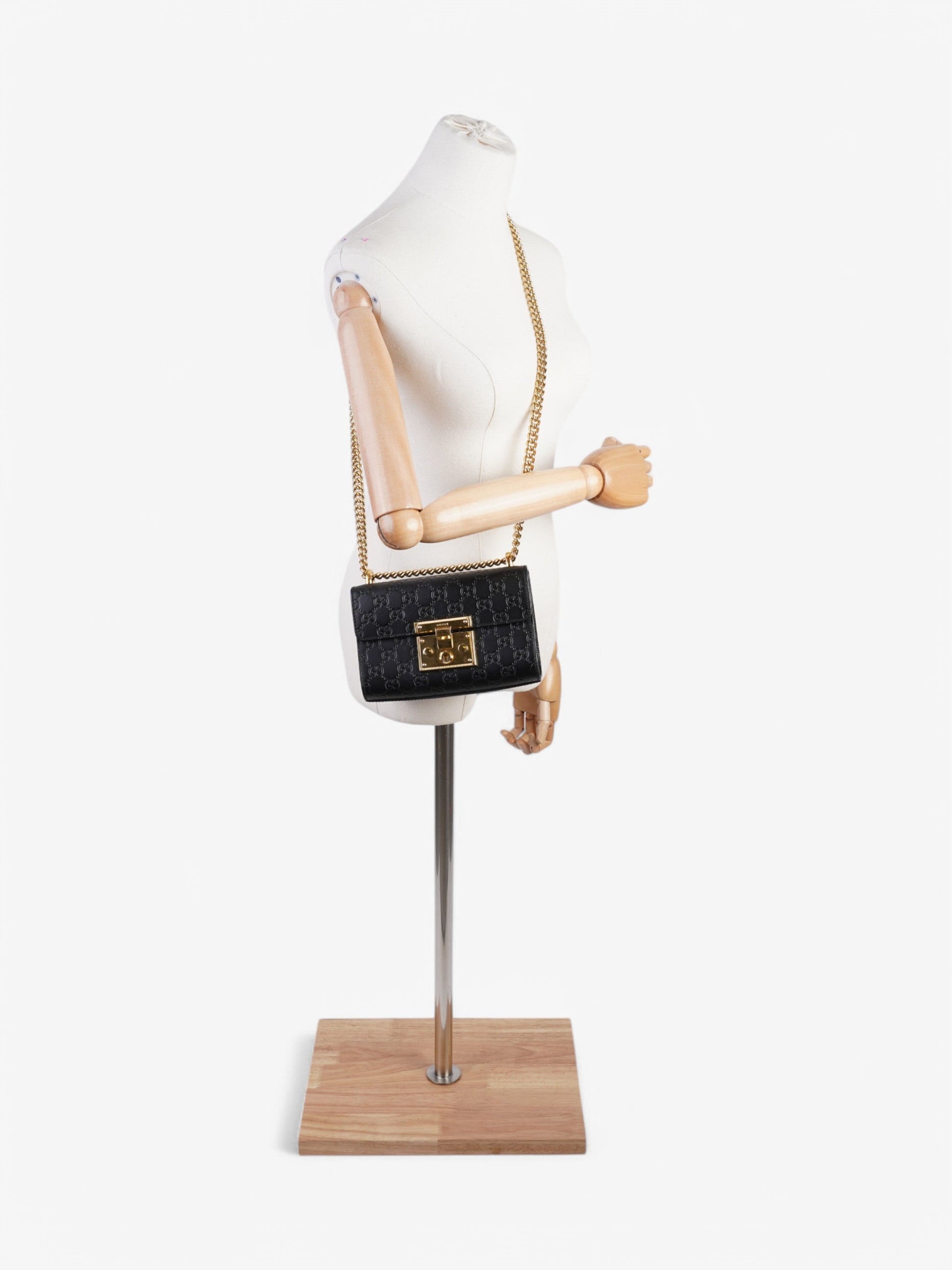Gucci Padlock Shoulder Bag Black Leather Small