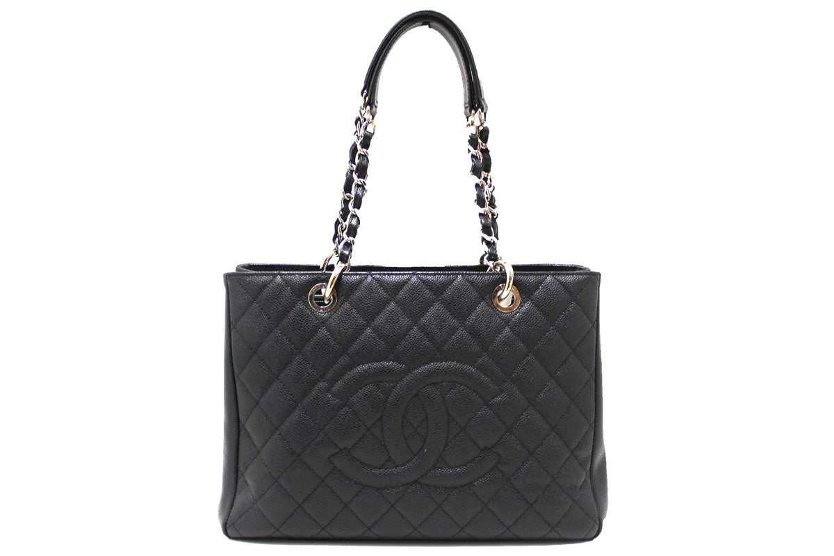 Chanel Black Quilted Caviar Leather Grand Shopper Tote Shoulder Bag