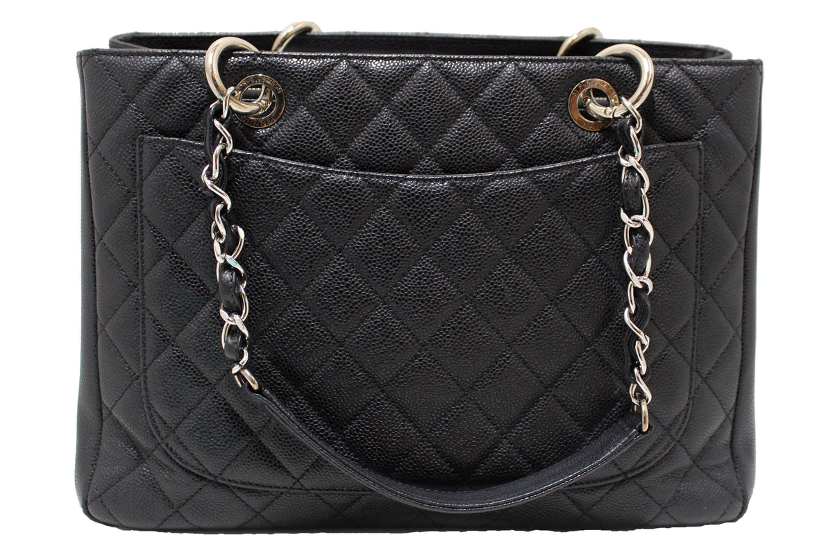 Chanel Black Quilted Caviar Leather Grand Shopper Tote Shoulder Bag