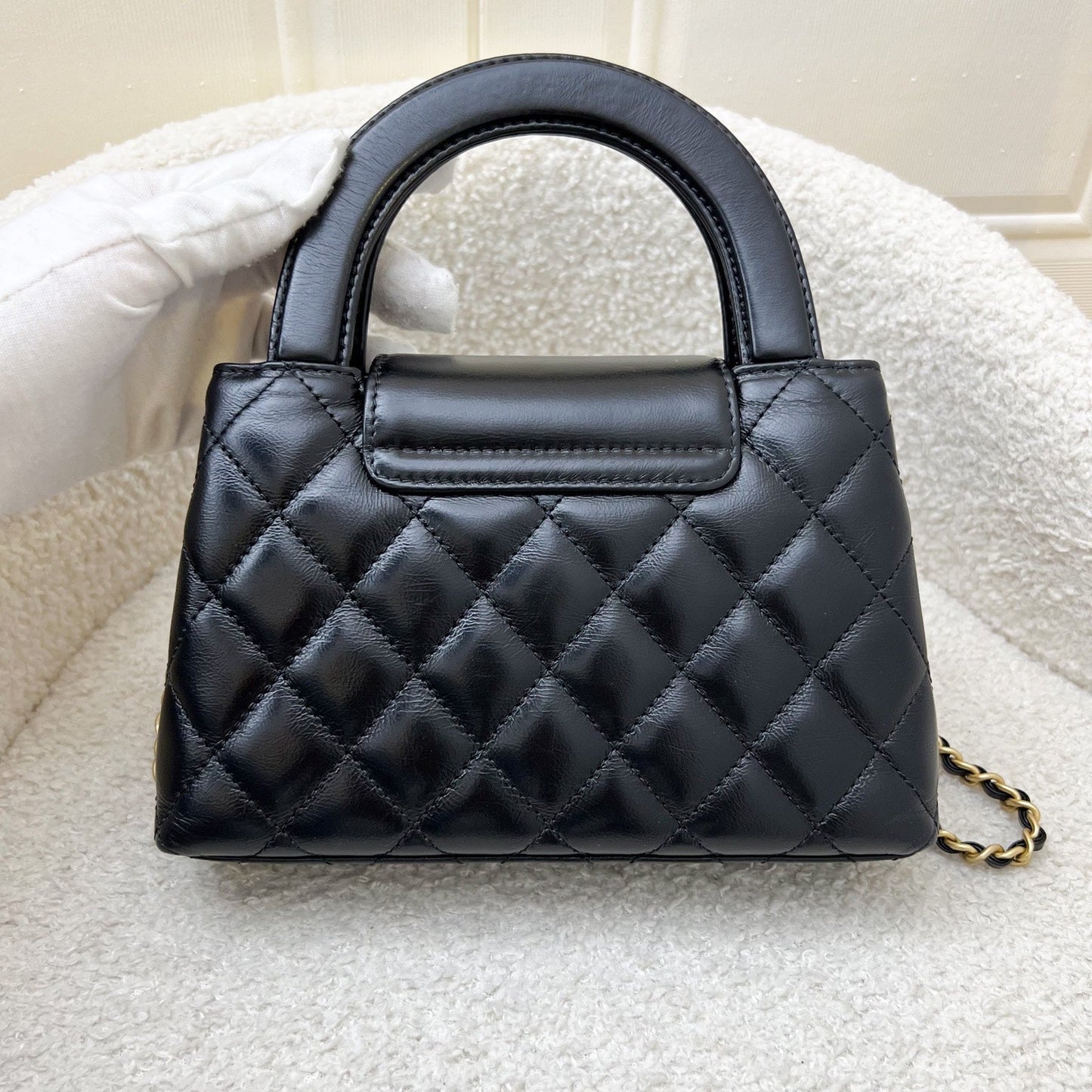 Chanel Mini Kelly Bag in 24A Black Shiny Distressed Calfskin