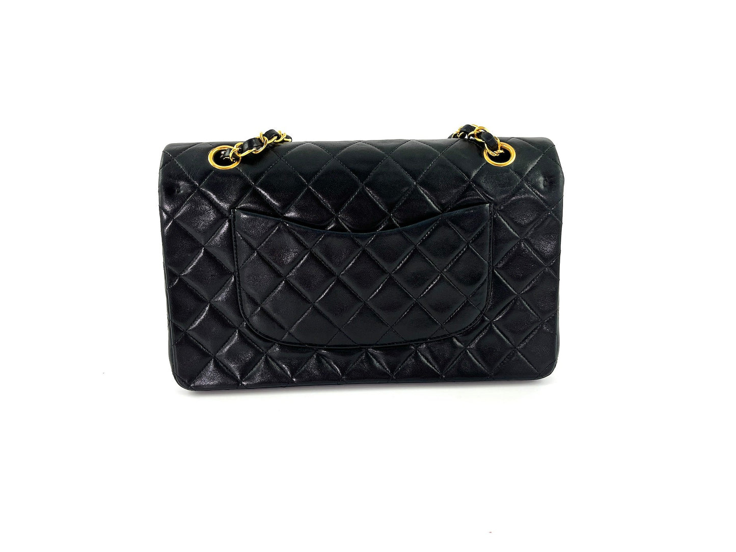 CHANEL Medium Black Leather 1990s Double Flap Bag