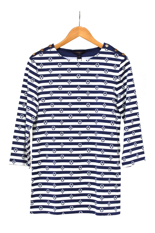 NEW Louis Vuitton Blue and White Striped Long Sleeve T-shirt size L